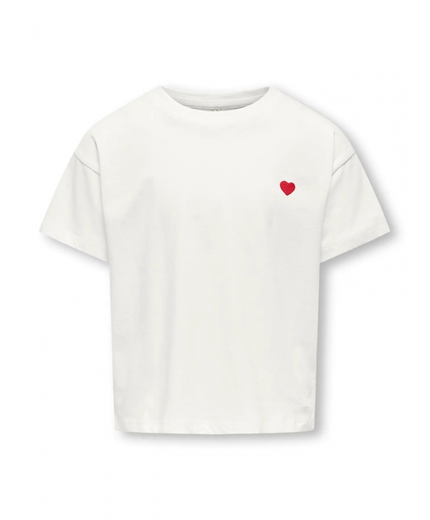 KIDS ONLY top i off-white med rødt hjerte til piger billede 5