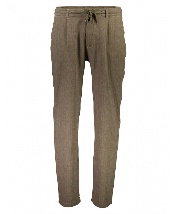 Lindbergh linen blend herringbone bukser i army til herre billede 6