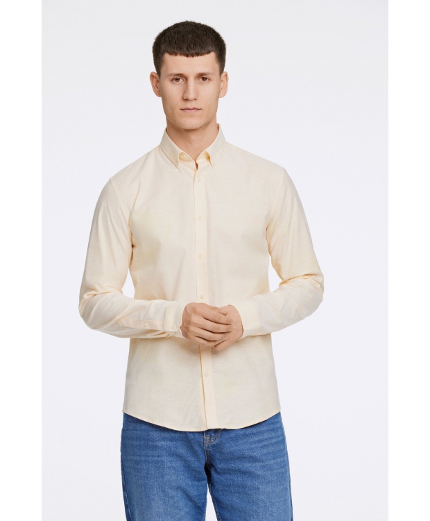 Lindbergh Oxford-skjorte med Superflex og lange ærmer i yellow mix til Herre billede 5