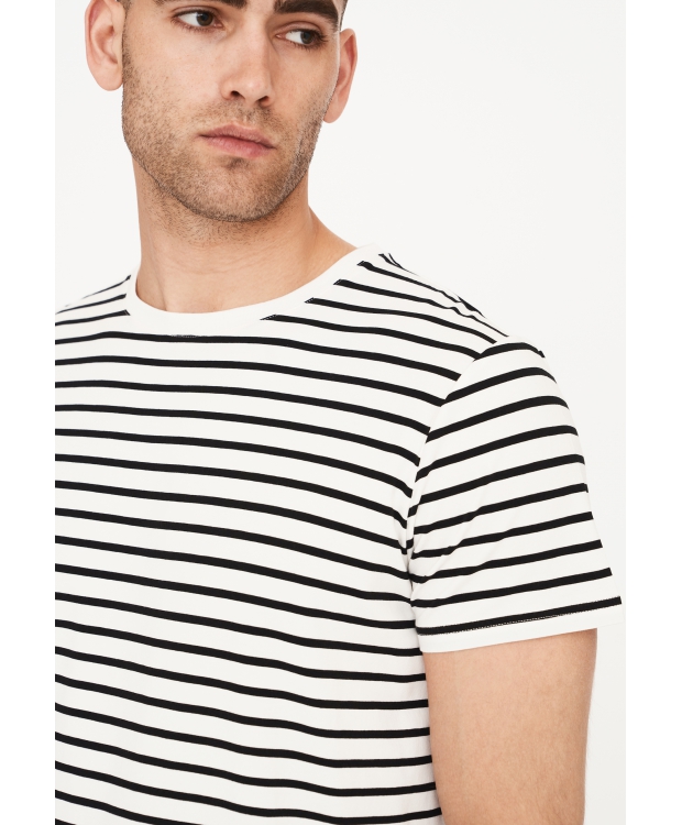 Resteröds Bambus T-shirt i hvid med sorte striber til herre billede 3