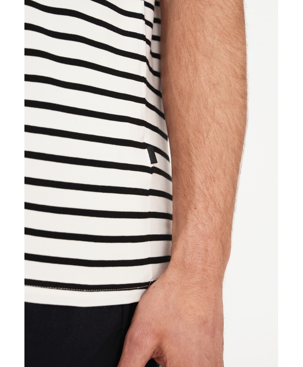 Resteröds Bambus T-shirt i hvid med sorte striber til herre billede 5