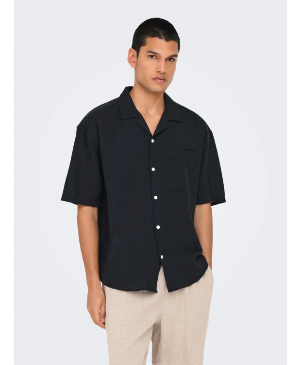 ONLY & SONS T-shirt skjorte i sort til herre