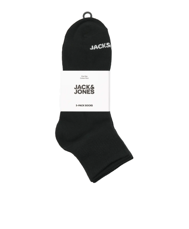 Jack & Jones 3pak korte tennisstrømper i sort til herre