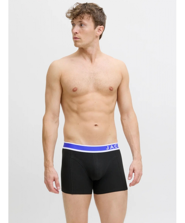 Jack & Jones 3-pak underbukser i sort med farvet elastik til herre billede 4