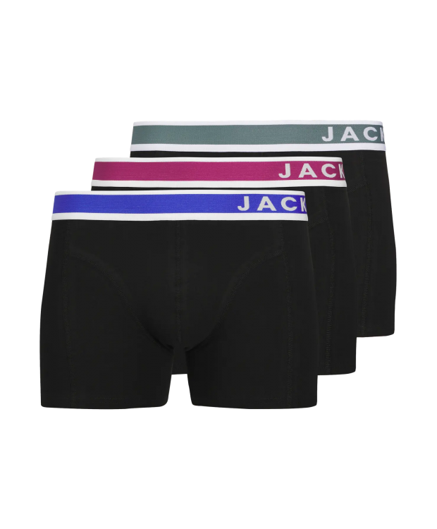 Jack & Jones 3-pak underbukser i sort med farvet elastik til herre billede 8