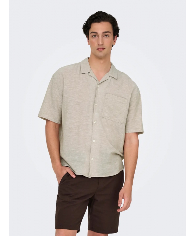 ONLY & SONS T-shirt skjorte i Beige til herre