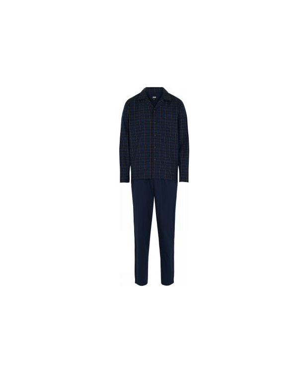 JBS pyjamas woven med vævet bomuld i navy til herre.