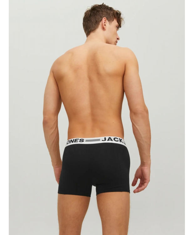 Jack & Jones 3pak underbukser/boksershorts i sort med hvid elastik til herre billede 4