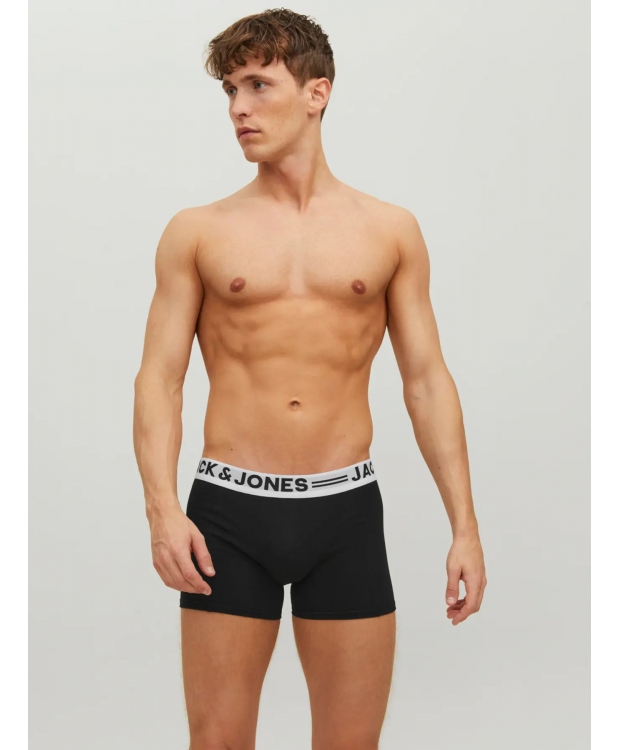 Jack & Jones 3pak underbukser/boksershorts i sort med hvid elastik til herre billede 3