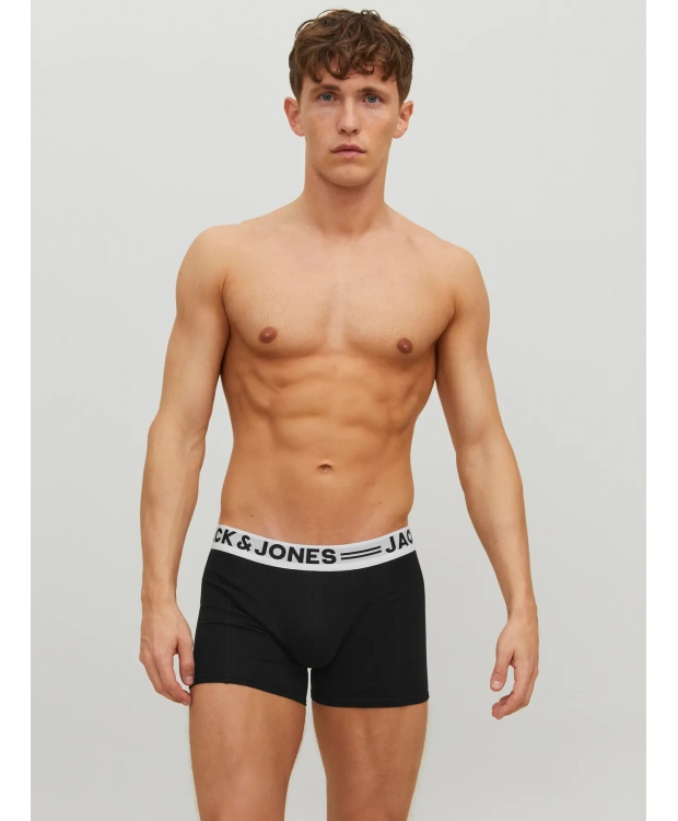Jack & Jones 3pak underbukser/boksershorts i sort med hvid elastik til herre billede 5