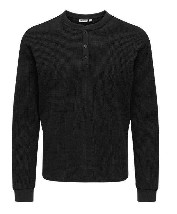 ONLY & SONS langærmet t-shirt i sort til herre