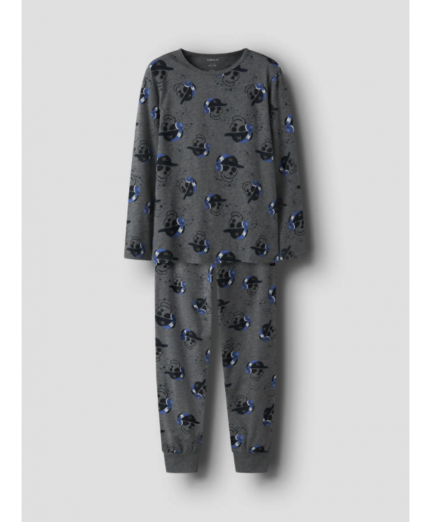 Name it "skull" pyjamassæt I mørkegrå til drenge billede 5