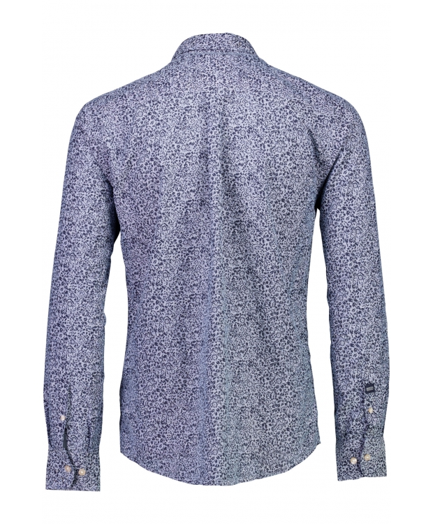 BISON Skjorte med all-over print i bomuld og hør til herre