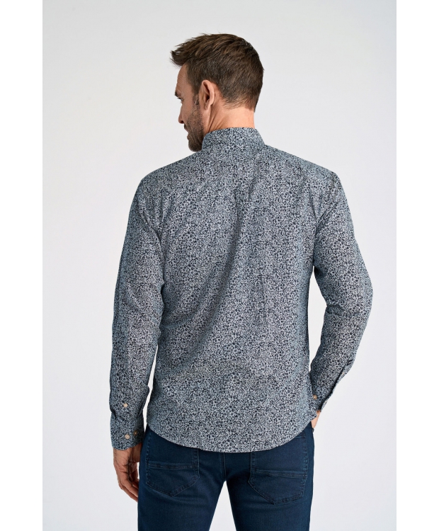 BISON Skjorte med all-over print i bomuld og hør til herre billede 3