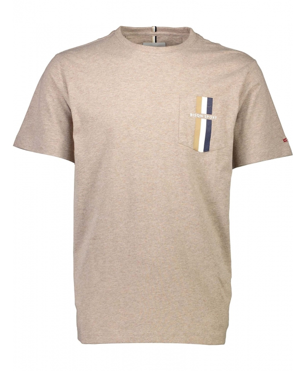 BISON O-Neck T-shirt i genanvendt bomuldsblanding i DK sand til here billede 5