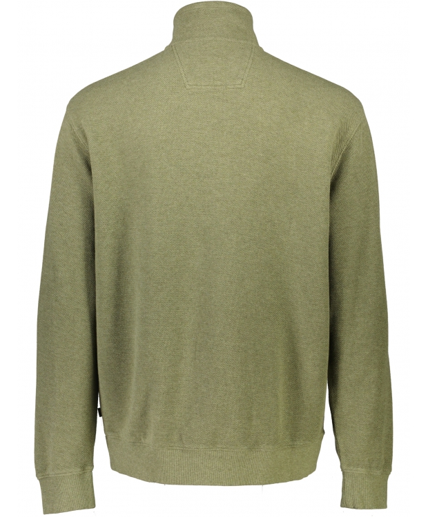 Sweatshirt med halv lynlås og vaffelstruktur i olivengrøn billede 3