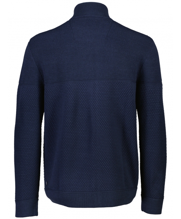 BISON Navy strikcardigan i uldblanding til herre