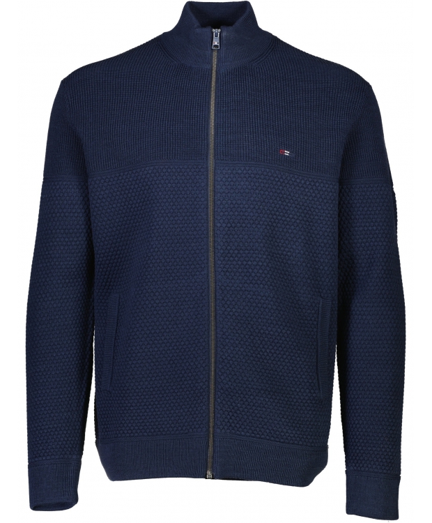 BISON Navy strikcardigan i uldblanding til herre billede 4