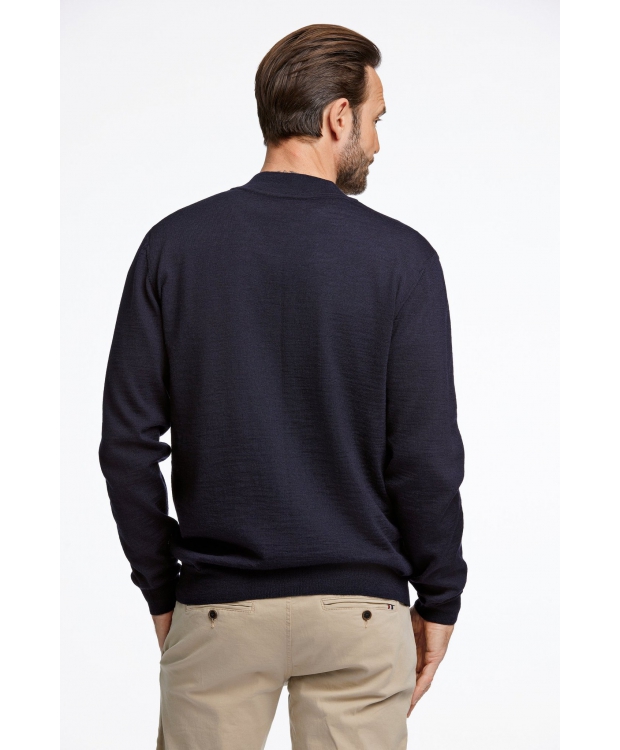 BISON uldstrik cardigan i Navy med lynlås til herre billede 3