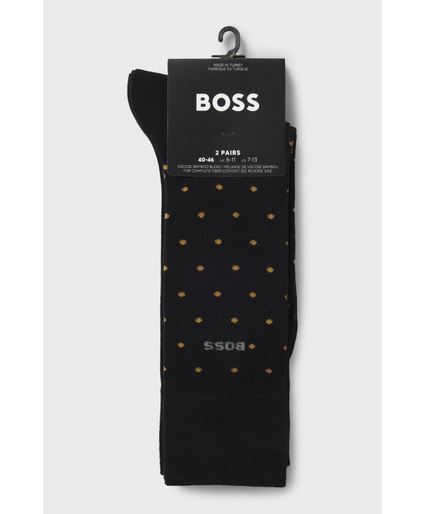 BOSS 2-pak bambusstrømper i sort med minimønster til herre billede 3