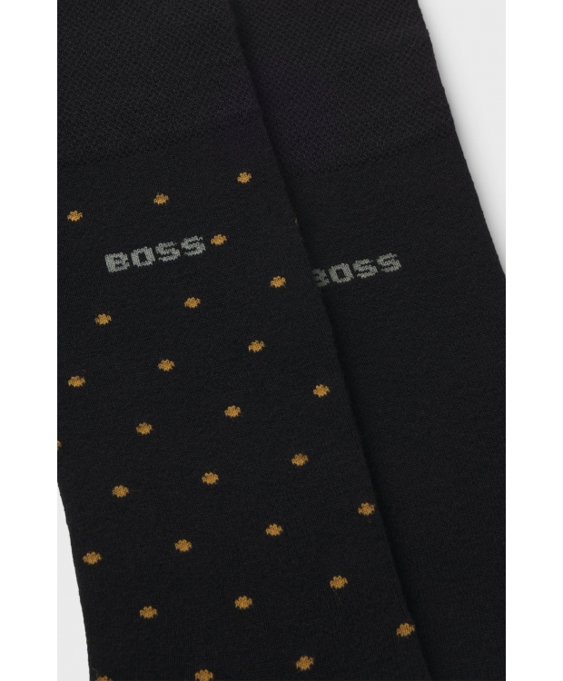 BOSS 2-pak bambusstrømper i sort med minimønster til herre