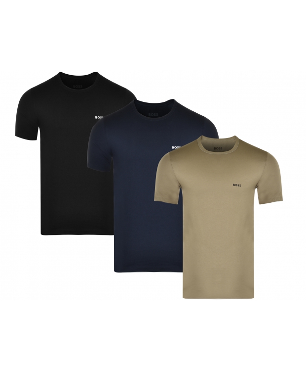 BOSS 3pak t-shirts med økologisk bomuld i forskellige farver til herre.