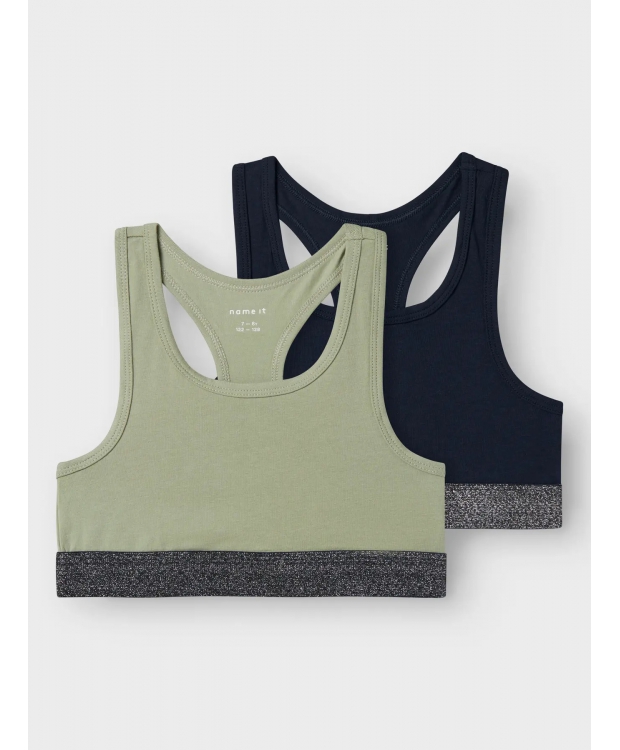 Name it 2-pak Top/Bralette i grøn og sort til piger billede 3