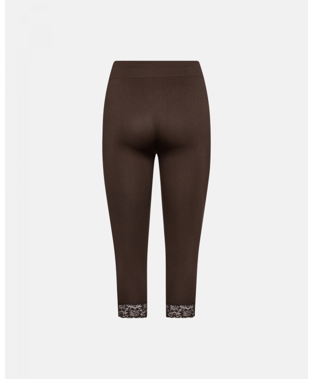 DECOY Seamless capribukser med blondekant i brun til kvinder