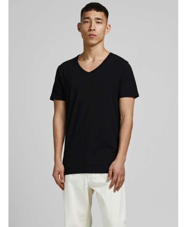 Jack & Jones 2pak sort T-shirt i økologisk bomuld med V-hals til herre billede 4
