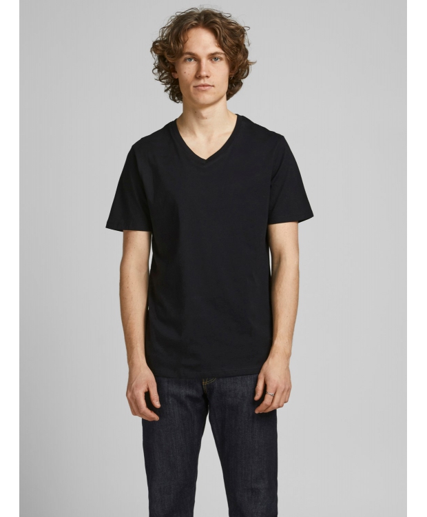 Jack & Jones 2pak sort T-shirt i økologisk bomuld med V-hals til herre billede 8