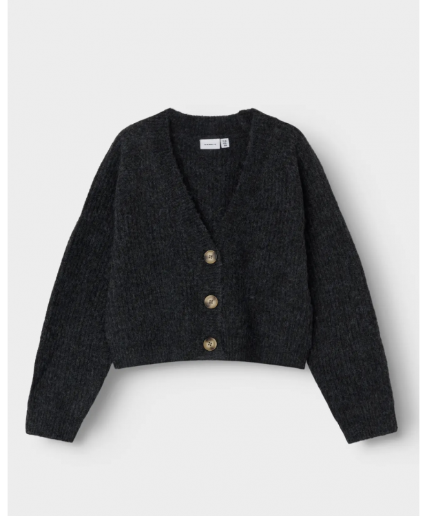 Name it strik cardigan i mørkegrå til piger
