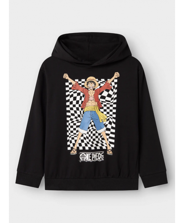 Name it Hoodie "One Piece" i sort til drenge