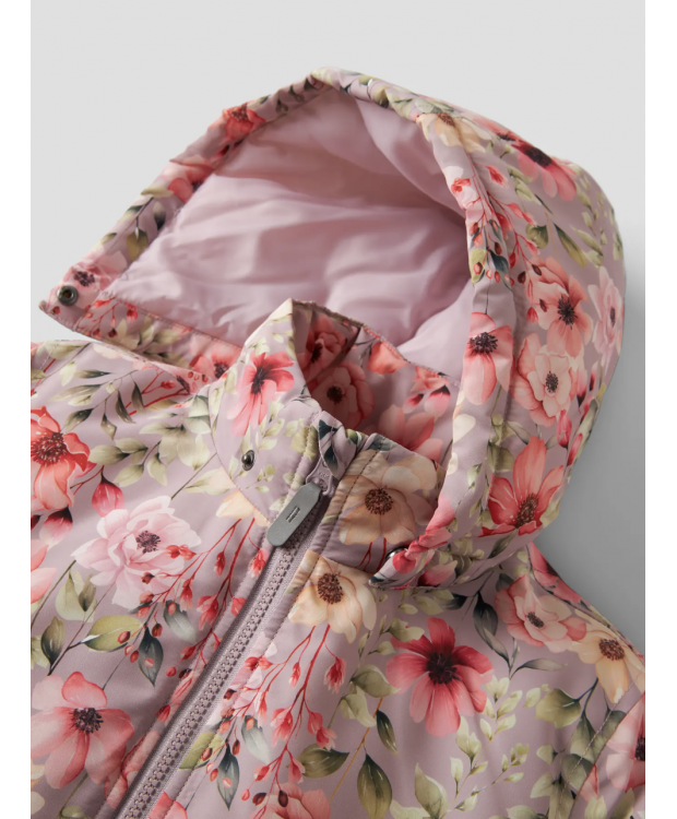 Name it jakke med blomster i lyserød til piger billede 5