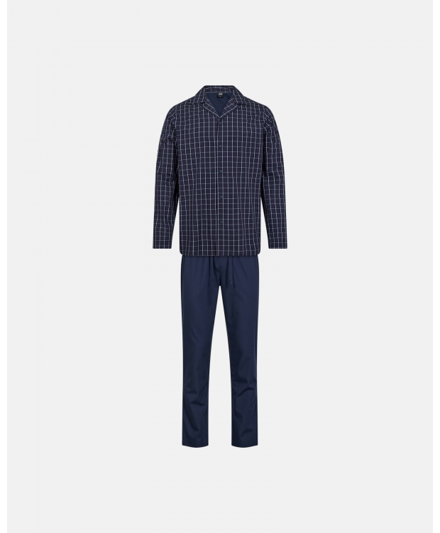 JBS pyjamas woven med vævet bomuld i navy til herre.