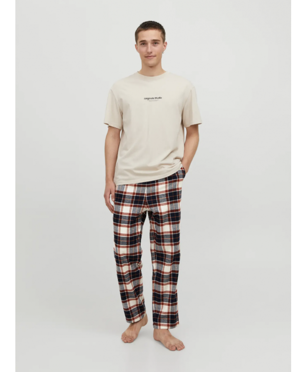 Jack & Jones "Rimon" pyjamasbukser i rød til herre