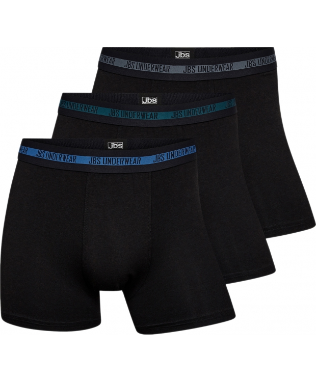 JBS 3-pak bambus boxershorts i sort med farvet linning