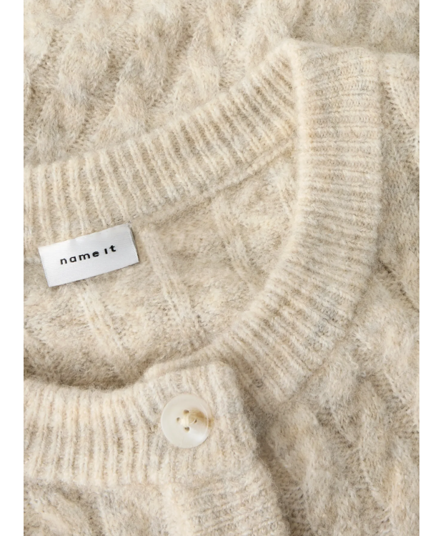 Name it strikcardigan i beige til piger billede 3
