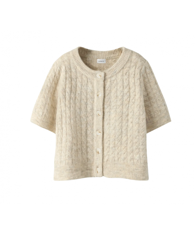 Name it strikcardigan i beige til piger billede 4
