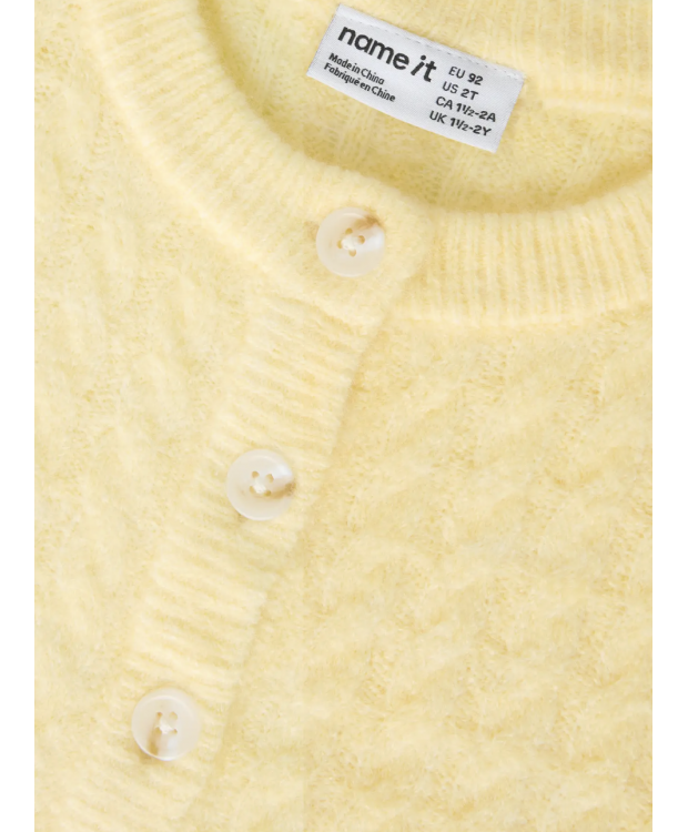 Name it strikcardigan i gul til piger billede 3