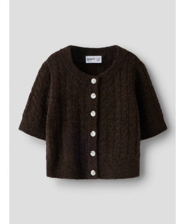 Name it strikcardigan i brun til piger