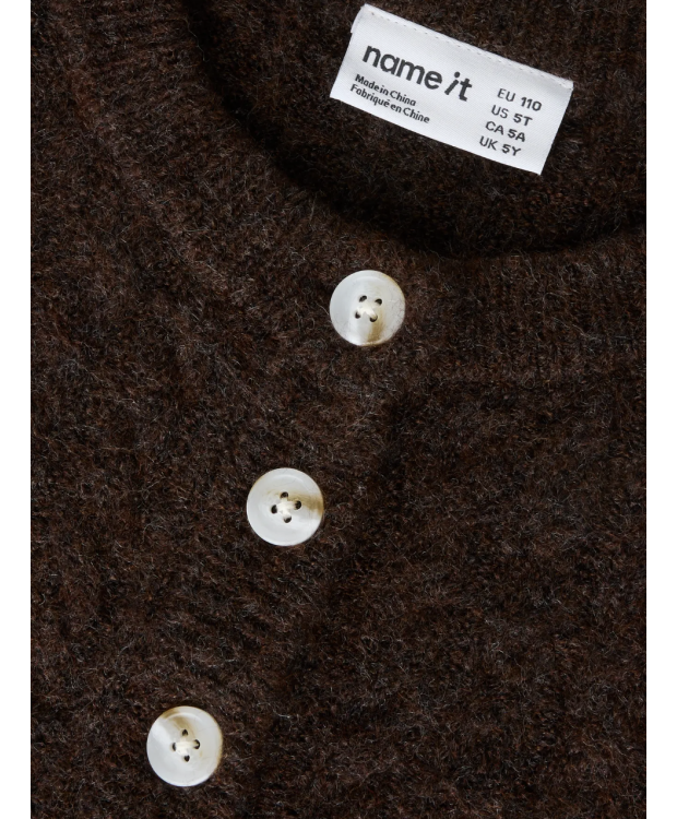 Name it strikcardigan i brun til piger billede 3