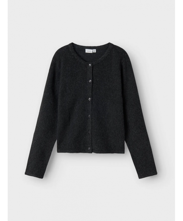 Name it langærmet strikcardigan i mørkegrå til piger
