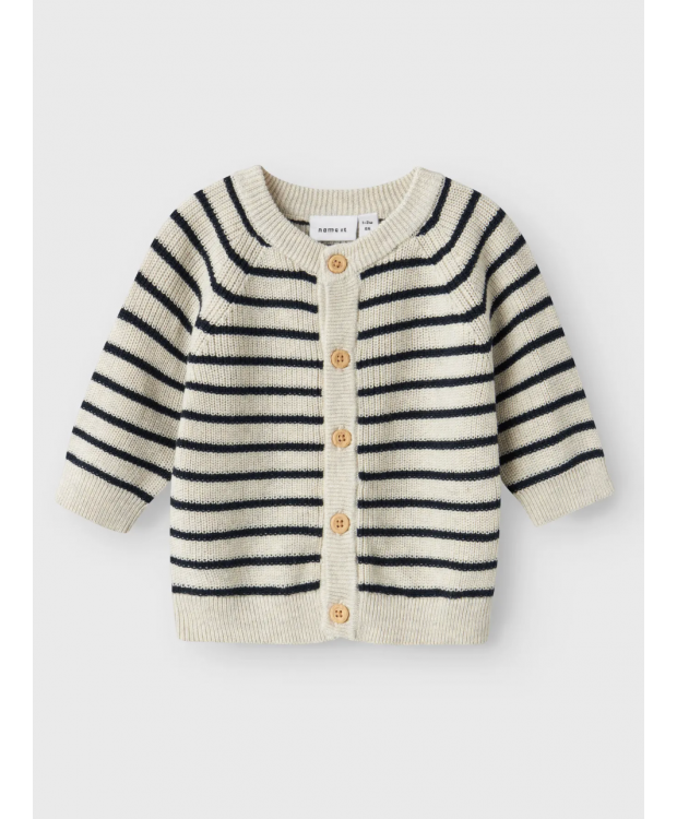 Name it Langærmet strikcardigan i beige til drenge billede 4