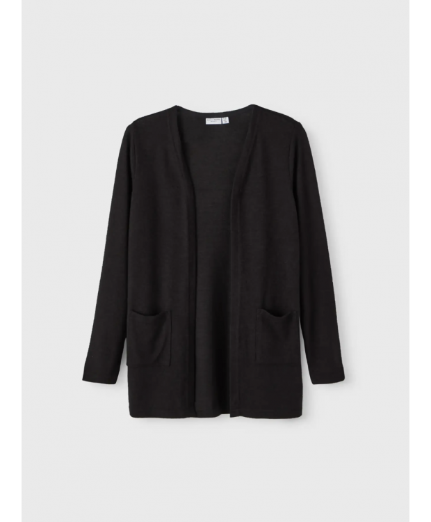 Name it strik cardigan i sort til piger billede 4