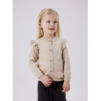 Name it Strikcardigan i beige til piger