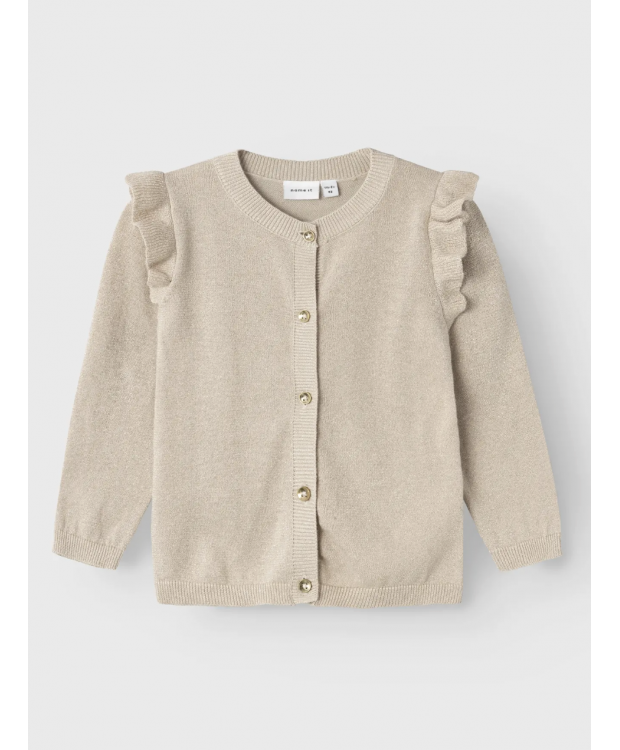 Name it Strikcardigan i beige til piger billede 4