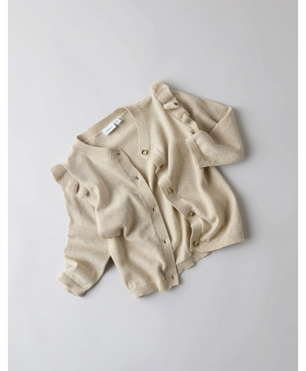 Name it Strikcardigan i beige til piger billede 5