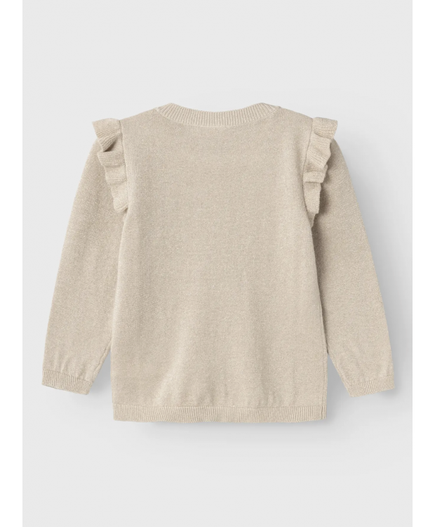 Name it Strikcardigan i beige til piger