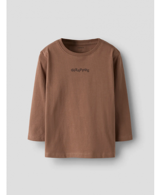 Name it langærmet "Giraffe" T-shirt i brun til piger