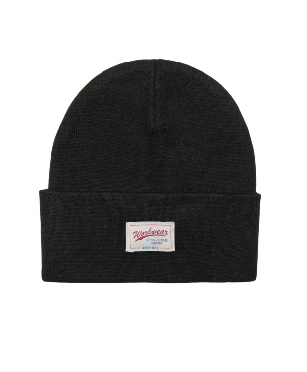 ONLY & SONS sort ONSISAAC Flat Knit Logo Beanie i Onesize